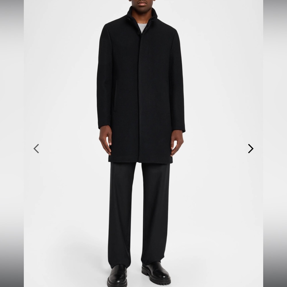 Theory Elegant Black Wool Blend stand collar Coat size Large